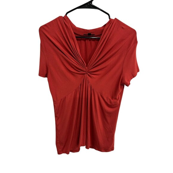 Reba Red Ruched Front Short-Sleeve Top Size Sz Small - Picture 1 of 10